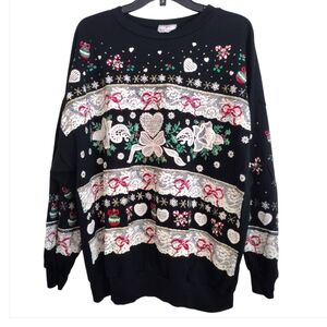 Nutcracker Ugly Merry Festive Black Multicolor Holiday Cottage Core Sweater  22W